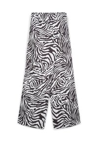 Culotte a vita alta in stampa zebra bianco e nero. Realizzate in tessuto leggero con vita elastica e gambe larghe.