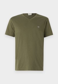 SLIM SHIELD V NECK - T-shirts basic - moss green