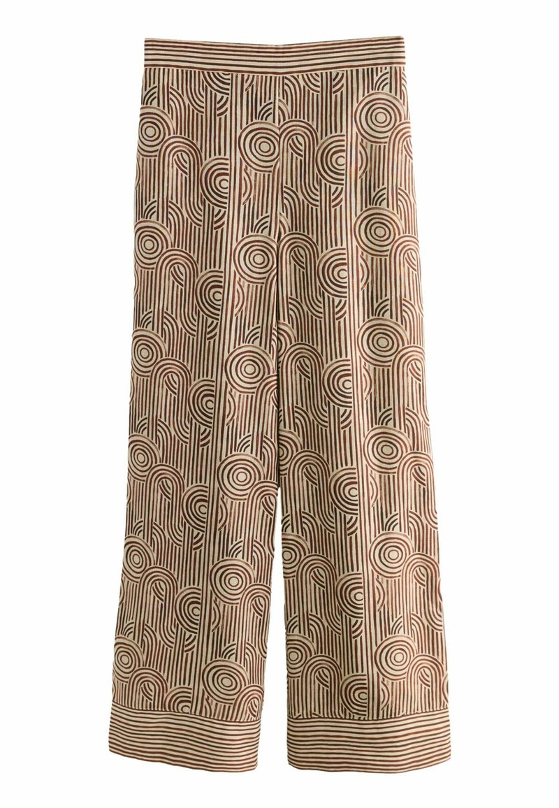 Next REGULAR FIT ELASTICATED BACK WIDE LEG PRINTED - Kalhoty - brown cream
