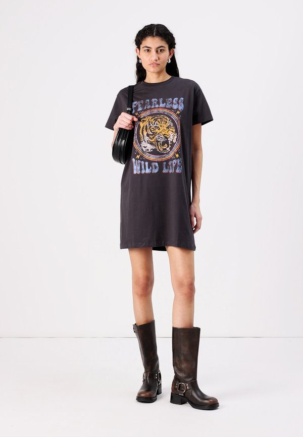 NMZODIAC O NECK DRESS - Jersey dress - obsidian3