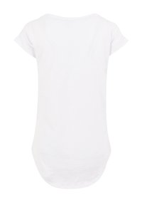 White short-sleeved t-shirt made of soft, lightweight fabric. Rounded neckline and curved hem detail at the back. No patterns or embellishments.