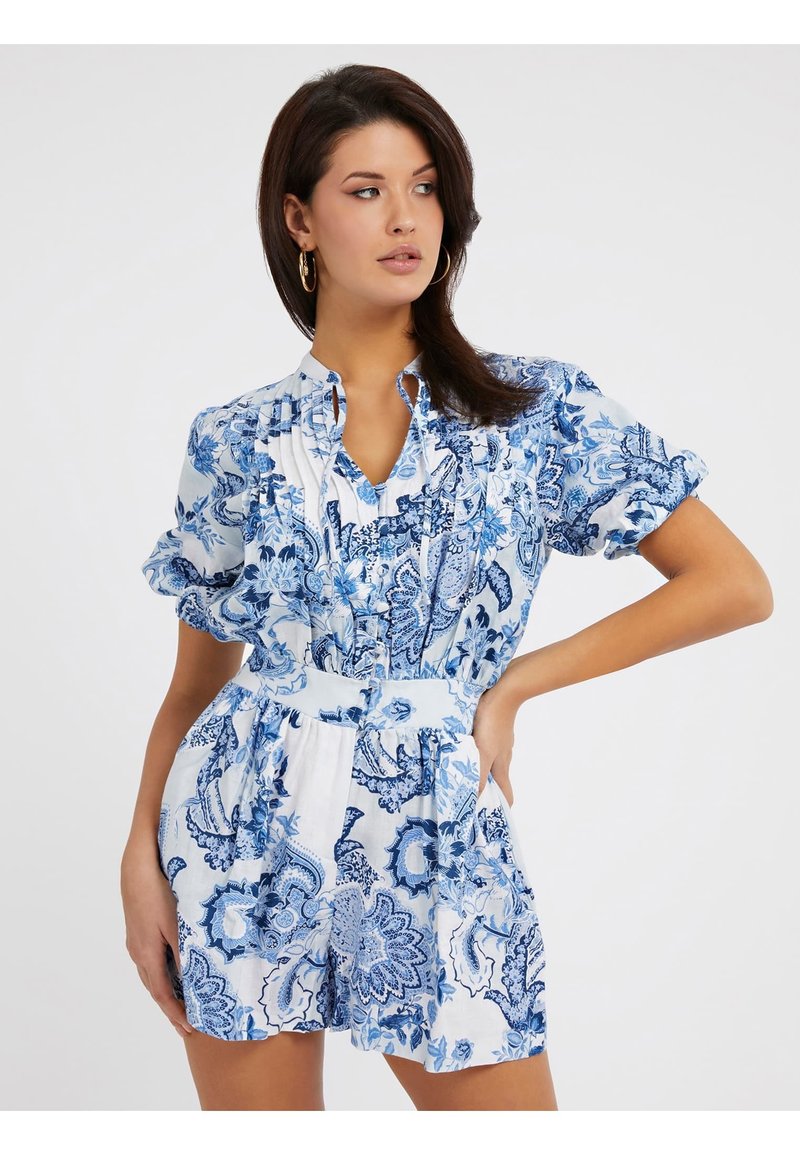 Guess MIT ALLOVER BLUMENDRUCK Jumpsuit mehrfarbig/grundton blau