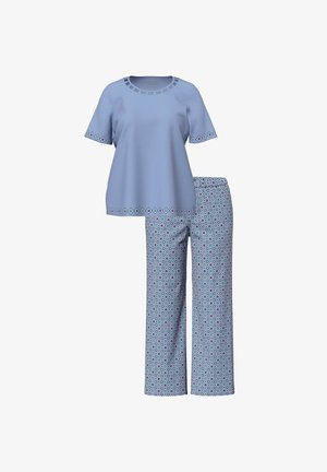 Ulla Popken, PYJAMAS, CUT-OUT TRIM, CREW NECK, SHORT SLEEVE SET - Conjunto de pijama - pigeon blue