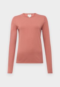 Langarmshirt aus weichem, leichtem Stoff, mit rundem Ausschnitt und in einer einheitlichen, staubigen Rosafarbe. Minimalistisches Design, keine Muster oder Akzente.