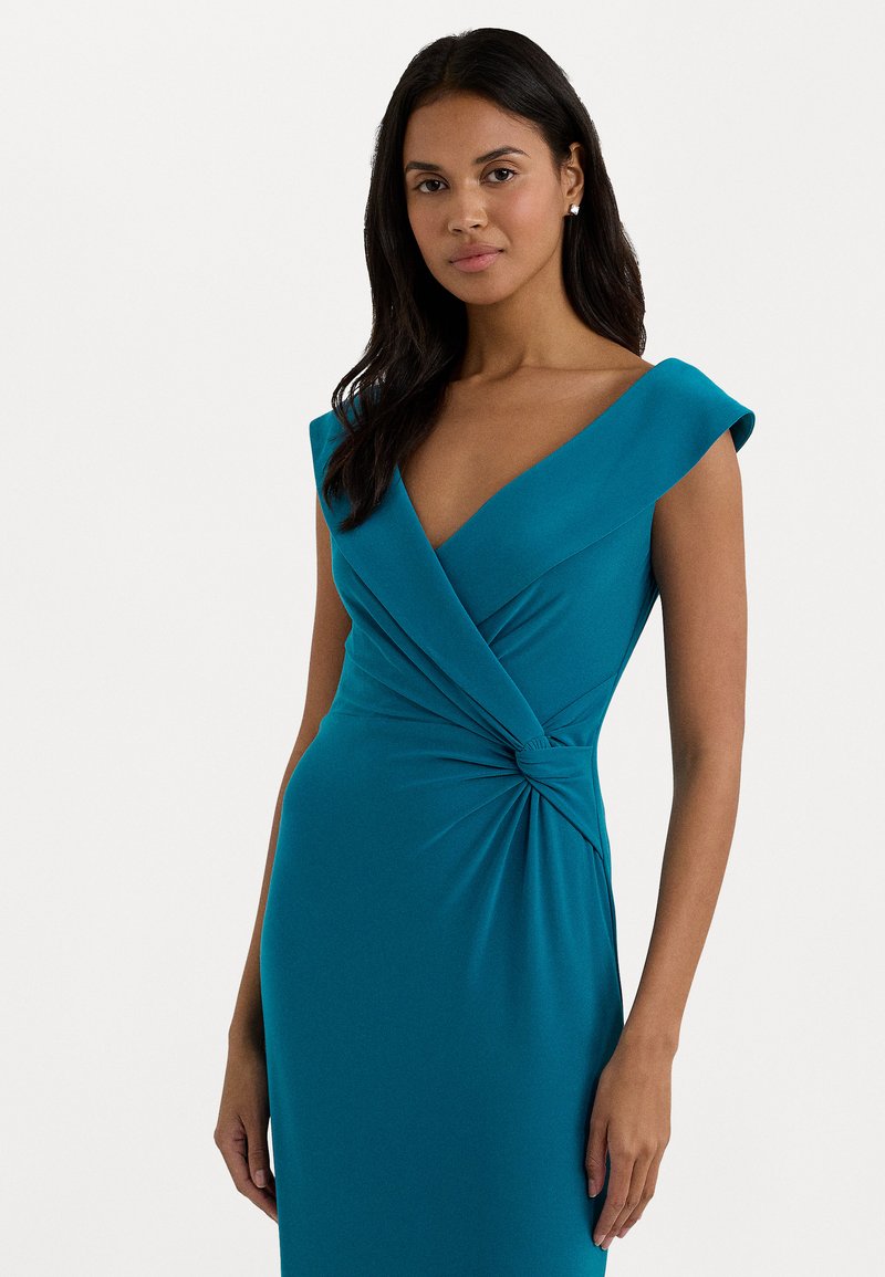 Lauren Ralph Lauren JERSEY OFF THE SHOULDER GOWN - Iltapuku - turquoise sky