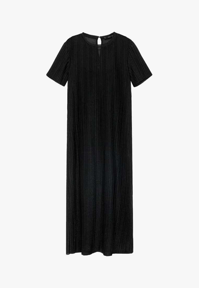 mango black pleated maxi dress Pleated A-line dress