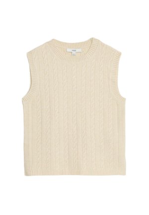 CABLE KNIT CREW NECK - Chaleco - cream