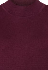 Burgunderfarbener, gerippter Rollkragenpullover mit enganliegendem Design und strukturiertem Stoff. Ideal zum Schichten bei kühlerem Wetter.