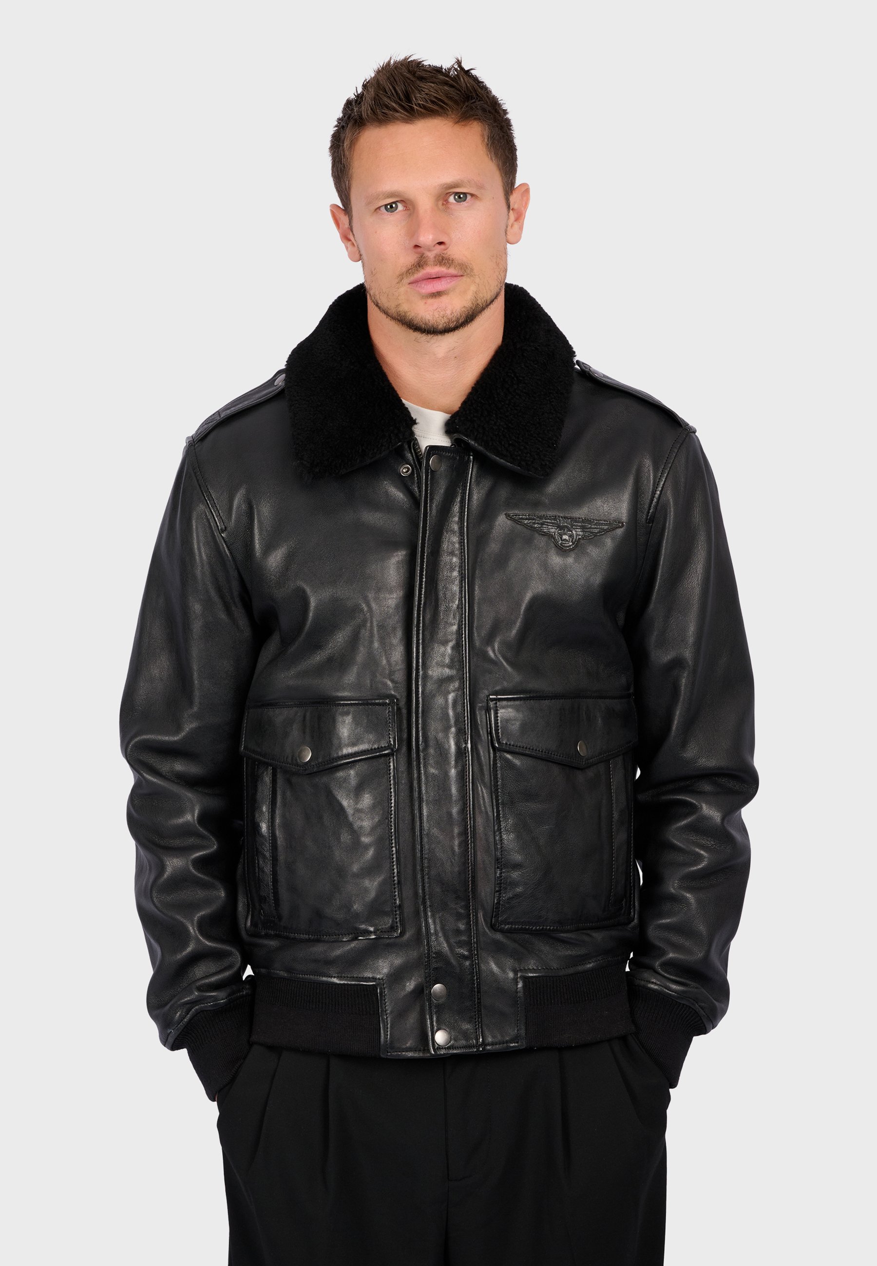 Oakwood B12 - Leather jacket - black - Zalando