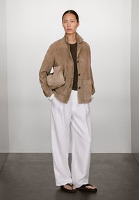 Lederjacke - mottled brown