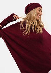 Just Cashmere Pončo - bordeaux