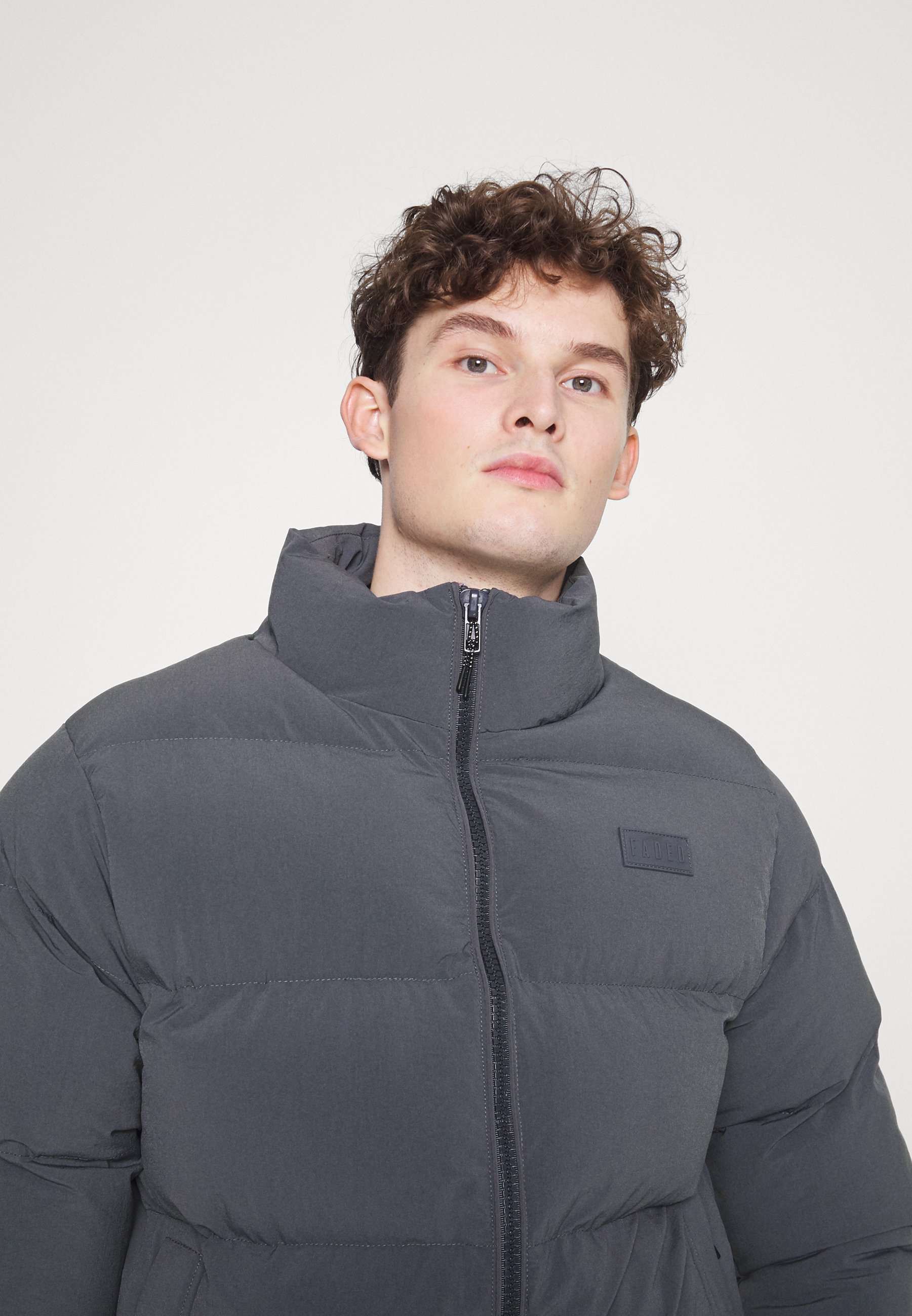 Faded Bubble Logo Puffer Winter Jacket Grey, Men's, Size: XXL, Black
