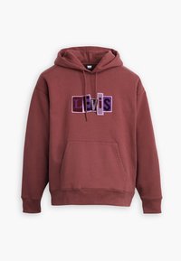 Bordový mikina s kapucí a přední klokankou, s multibarevným blokovým logem "Levi's" na hrudi.