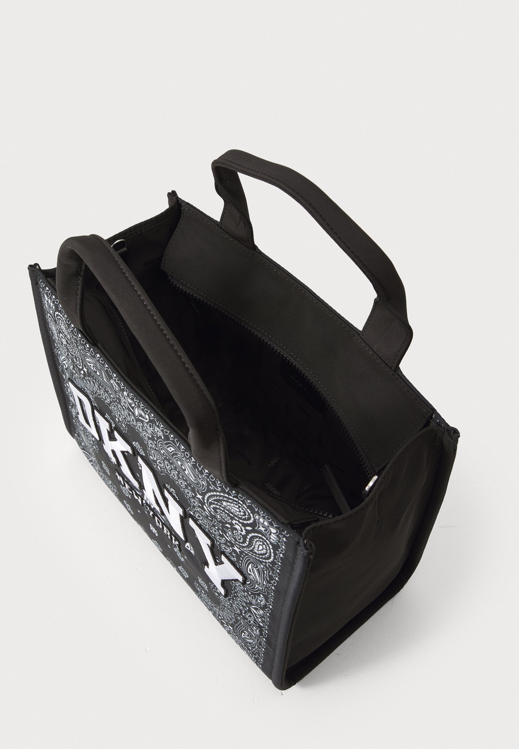 DKNY HANDLEE BANDANA TOTE - Handbag - black/silver-coloured/black