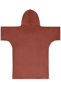 Hoodie in einer einheitlichen Rostfarbe, mit einem weiten, boxy Design ohne sichtbare Nähte oder Verschlüsse. Glatte Textur, lange Ärmel.