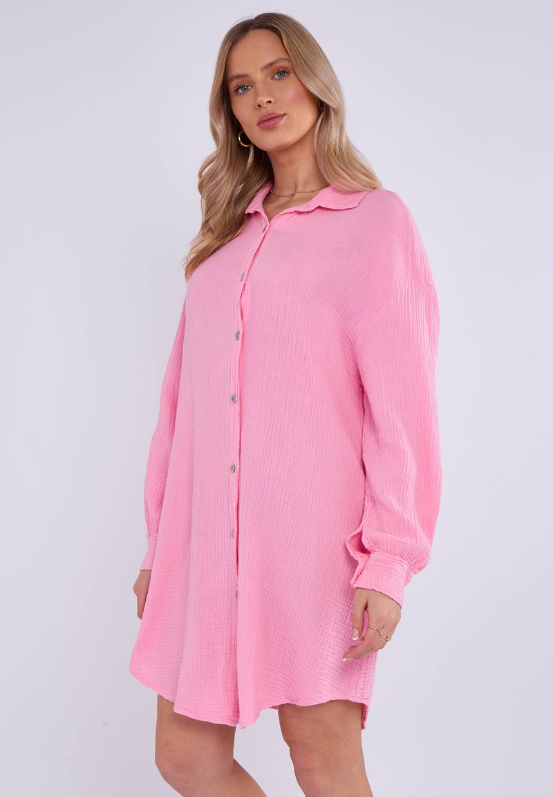 GINI LONDON - TEXTURED - Shirt dress - pink, Enlarge