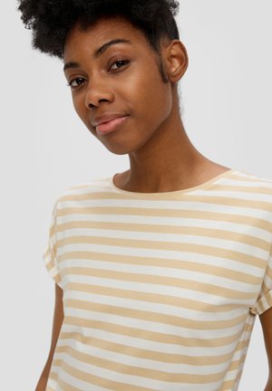 QS GESTREIFTES - T-shirt print - beige