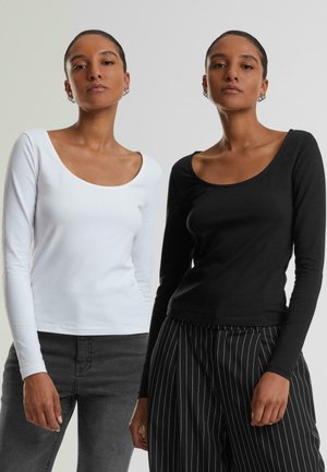 WIDE NECK 2-PACK - Langarmshirt - black white