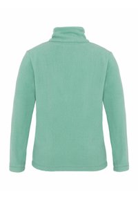 Mintgrüner Fleece-Pullover mit hohem Kragen, langenärmeln und einer strukturierten Oberfläche. Keine sichtbaren Logos oder auffälligen Muster.