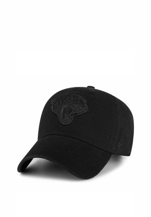 Black baseball cap with a curved brim and an embroidered roaring jaguar head on the front panel.