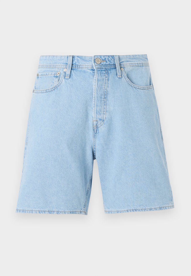 Jasnoniebieskie dżinsowe szorty o klasycznym kroju, pięć kieszeni, zapięcie na guzik oraz obszyte brzegi. Wytrzymały materiał o gładkiej teksturze.