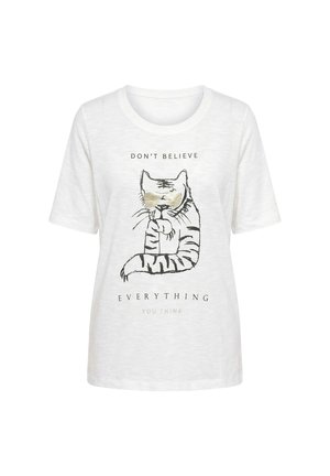 Ulla Popken, DON'T BELIEVE SHORT SLEEVE GRAPHIC TEE - T-Shirt print - off-white
