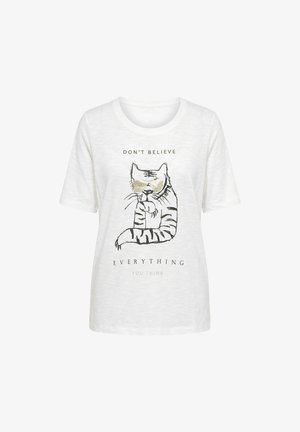 Ulla Popken, DON'T BELIEVE SHORT SLEEVE GRAPHIC TEE - T-Shirt print - off-white