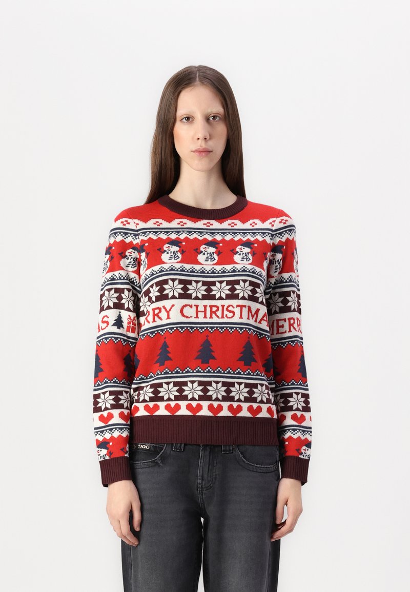 VILA VISNOWMAN CHRISTMAS - Pulover - mars red