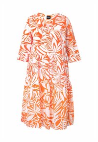 Ulla Popken ABSTRACT FOLIAGE FLOUNCE PANEL MIDI - Jurk - white