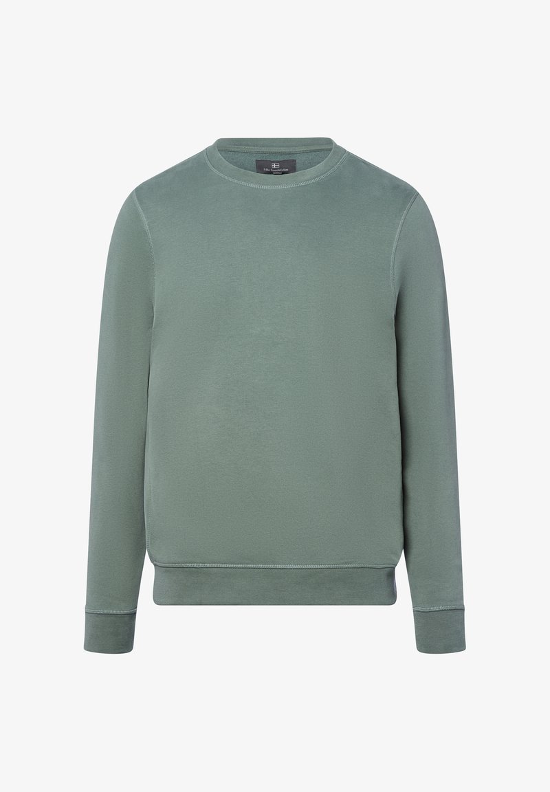 Groene sweatshirt gemaakt van zachte stof, met een ronde hals, lange mouwen, geribbelde manchetten en een rechte zoom met subtiele stikdetails.