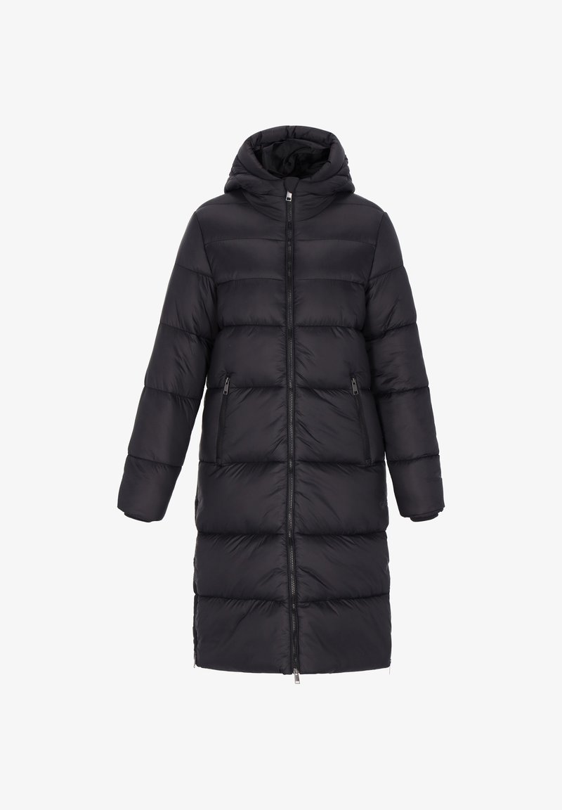 Melnā pūkuma jaka ar kapuci, ar rāvējslēdzēju priekšpusē, vertikālām šuvēm un divām sānu kabatām. Izgatavota no gludas, siltinošas materiāla.