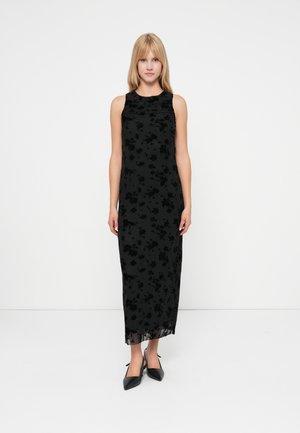 JDYRUBY ROUCHING FLOCK DRESS - Cocktailjurk - black