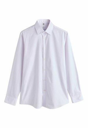 Långärmad, ljuslila randig skjorta i bomull med spetsig krage och knäppning framtill. Mjuk textur, avslappnad passform.