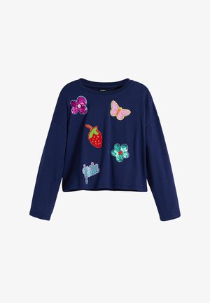 WITH APPLIQUE SHAPES - Top dugih rukava - blue