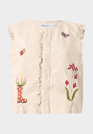 Pieces, PCPALMA FRILL - Veste sans manches - ecru