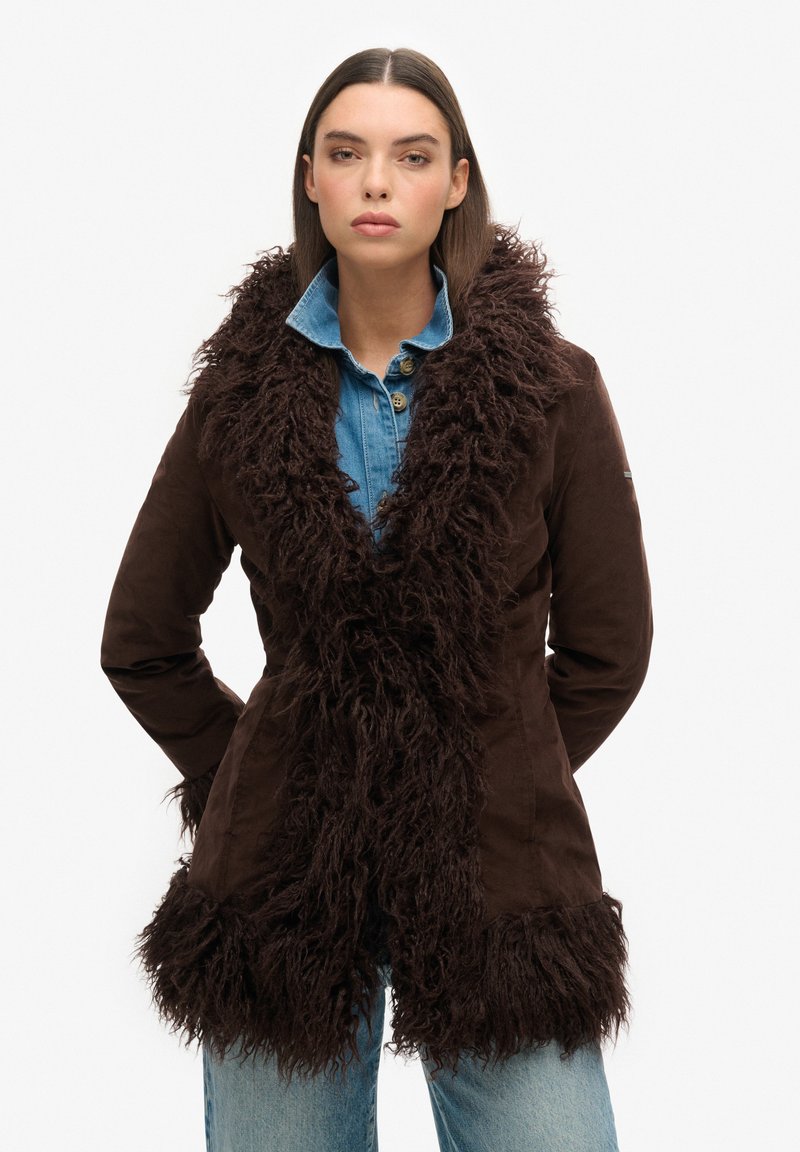 Superdry & Co AFGHAN - Abrigo de invierno - dark brown cord