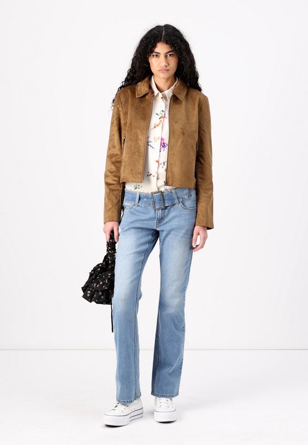 ONLTULIP ZIP JACKET - Faux leather jacket - cognac3