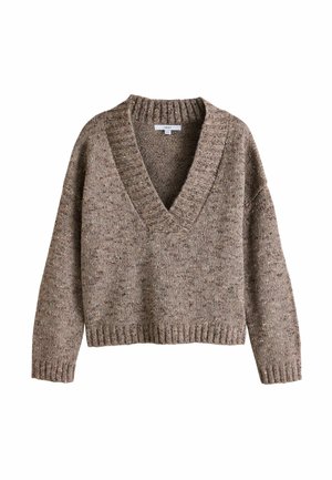 Next, PETITE FIT - NEPPY V-NECK LONG SLEEVE JUMPER - Striktrøje - neutral neppy