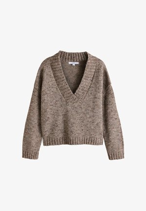Next, PETITE FIT - NEPPY V-NECK LONG SLEEVE JUMPER - Striktrøje - neutral neppy