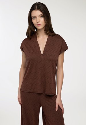 JACQUARD CON SCOLLO A V - Camicetta - var moro