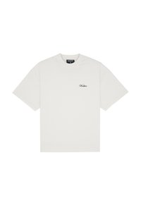 T-shirt bianco in cotone con collo rotondo e maniche corte. Presenta un piccolo logo ricamato sul petto e una vestibilità comoda.