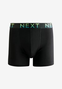 Boxeri negri dintr-un material neted. Prezintă o talie lată cu inscripția "NEXT" imprimată în culori gradient.