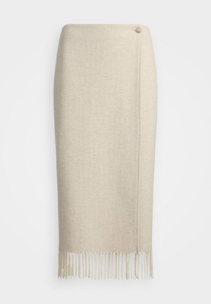 FRINGE HERRINGBONE WRAP SKIRT - Maxisukňa - cream