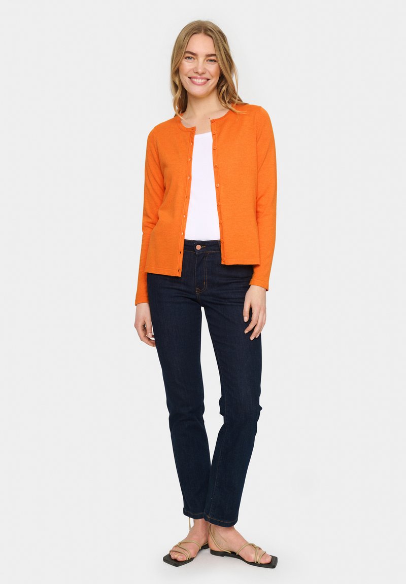 Saint Tropez MILASZ R-NECK Strickjacke apricot melange/orange