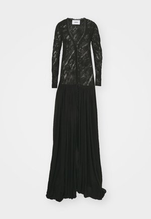 TWISTED LACE APPLIQUE ROBE WITH VOLUMINOUS SKIRT - Robe de soirée - black