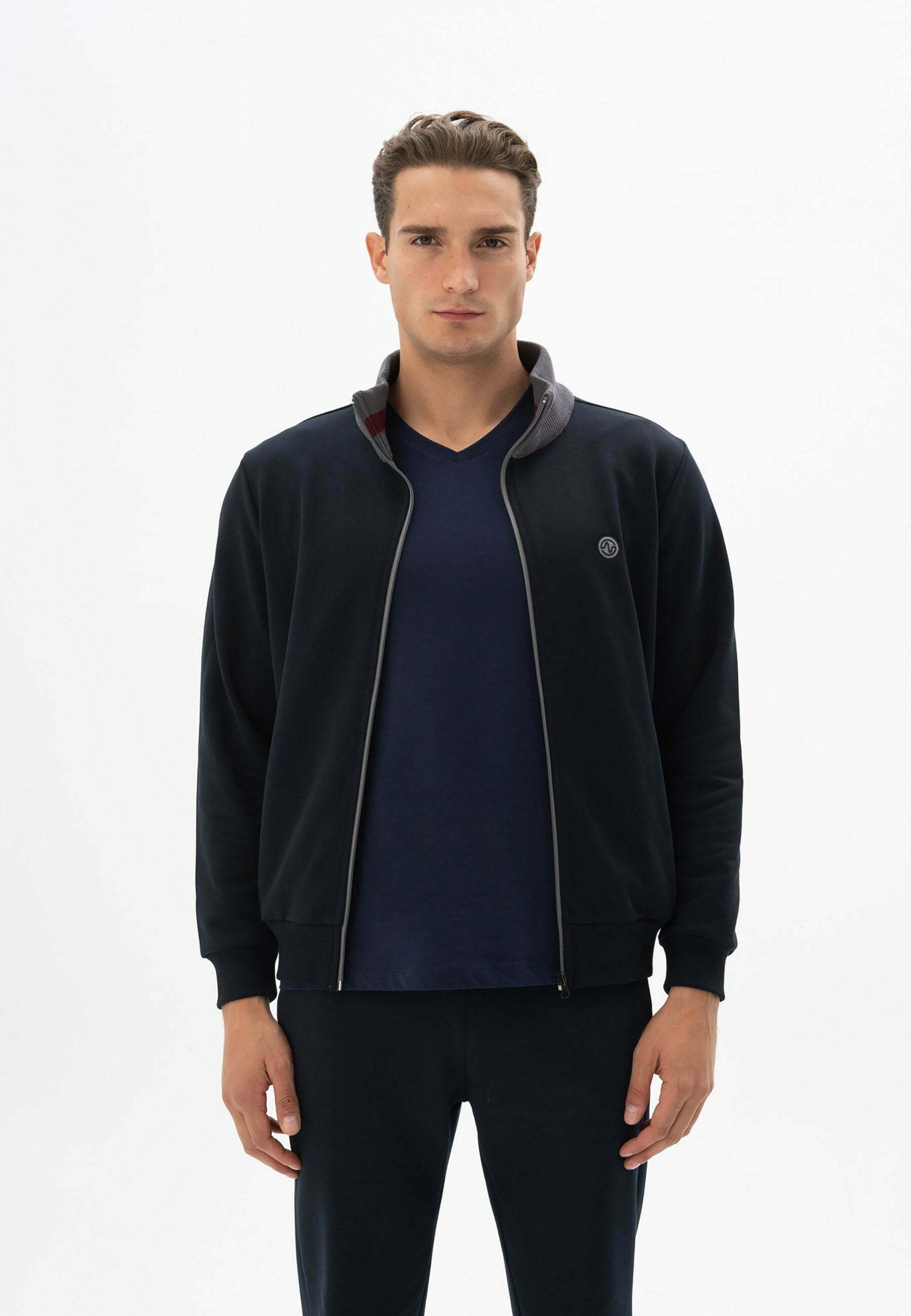 Sottozero Felpa Con Zip Intera Uomo - Rossa Con Dettagli Blu Navy - 2