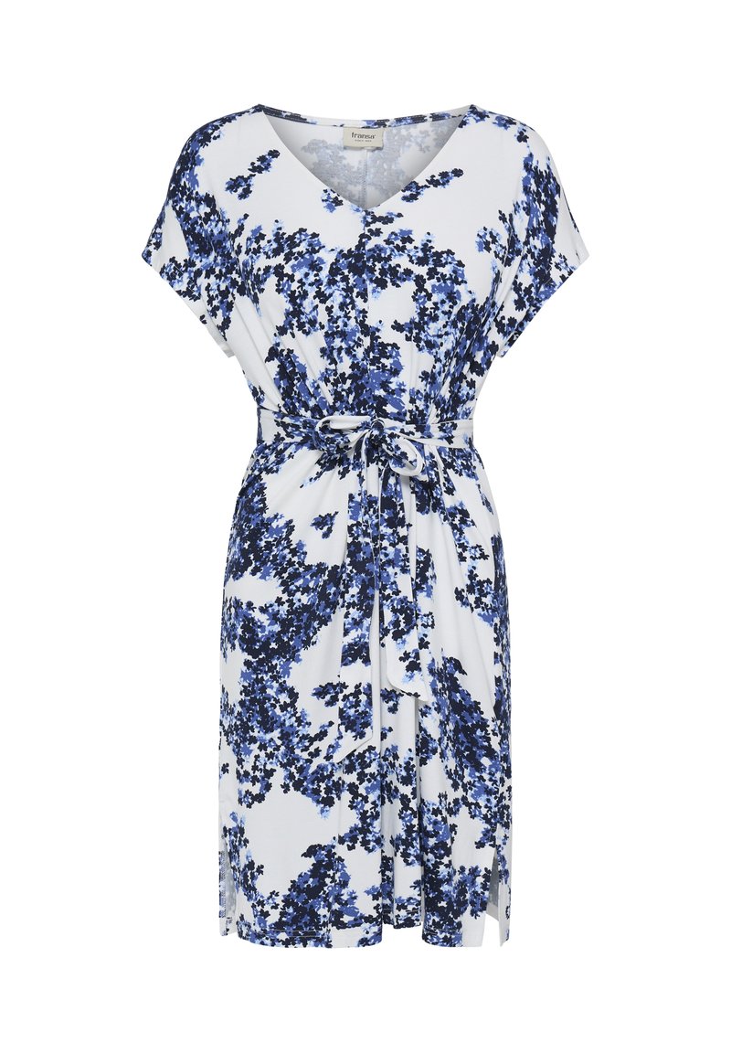Fransa FRAMY DR 4 - Jerseykleid - soft petals nouvean navy/dunkelblau ...