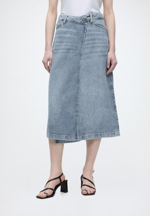 Marc O'Polo WRAP CLOSURE SKIRT - Τζιν φούστα - light blue multi
