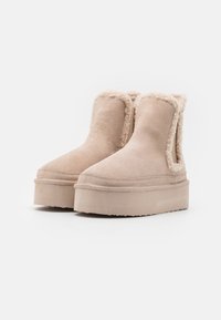 Even&Odd Wide Fit Botines con plataforma - beige