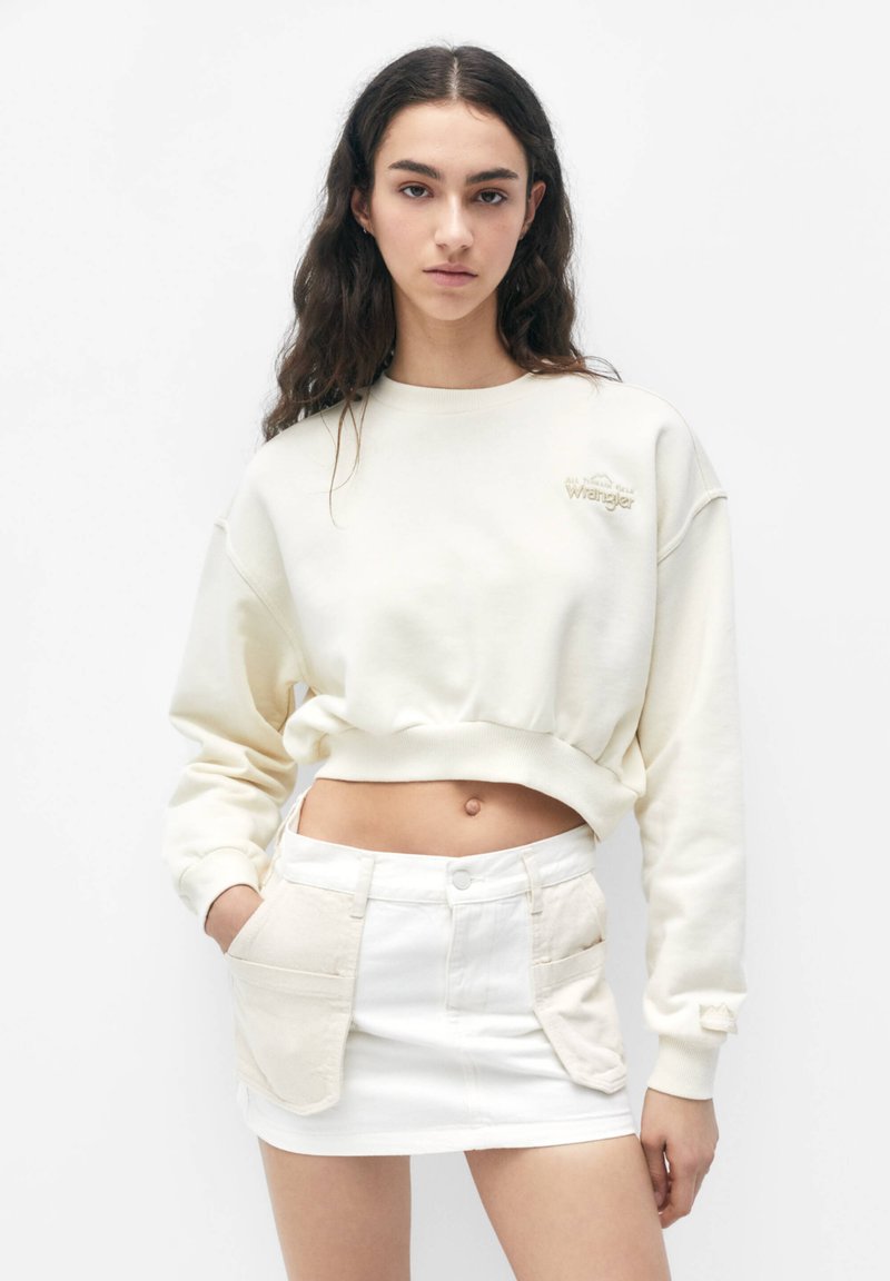 PULL&BEAR SHORT WRANGLER Sweatshirt beige/offwhite Zalando.de